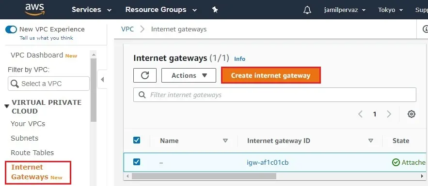 aws create internet gateway