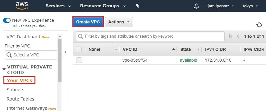 aws create vpc