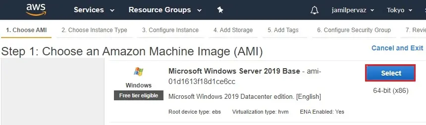 aws instance choose ami