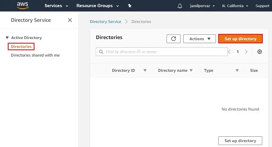 aws set up directory