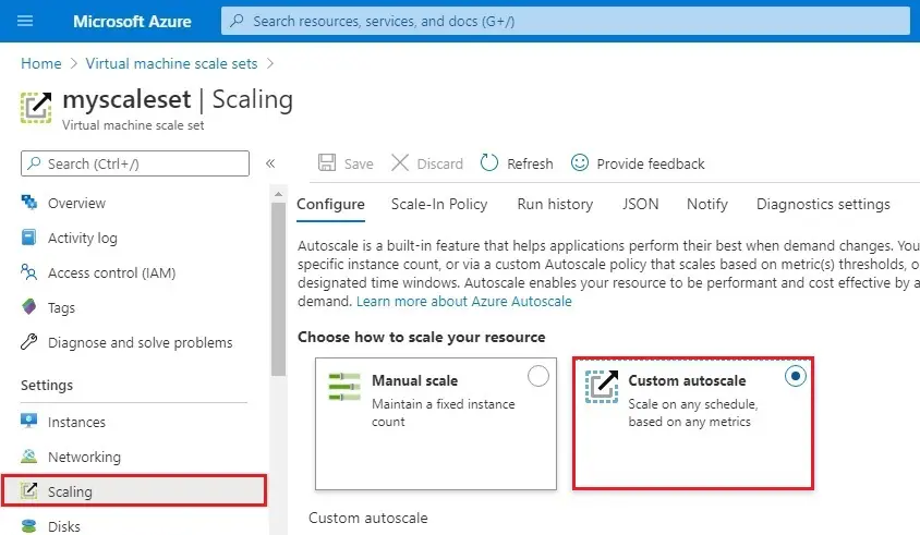 azure choose scale your resource