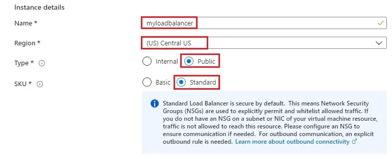 azure create load balancer basic