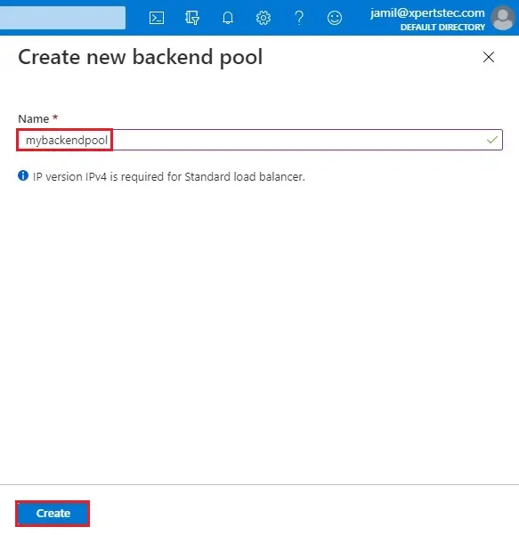 azure create new backend pool