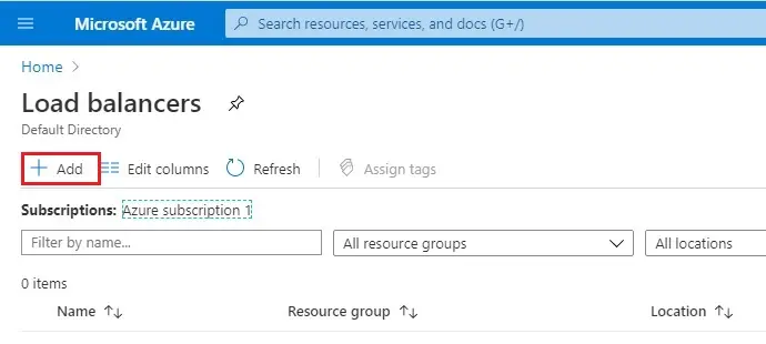 azure load balancer + add