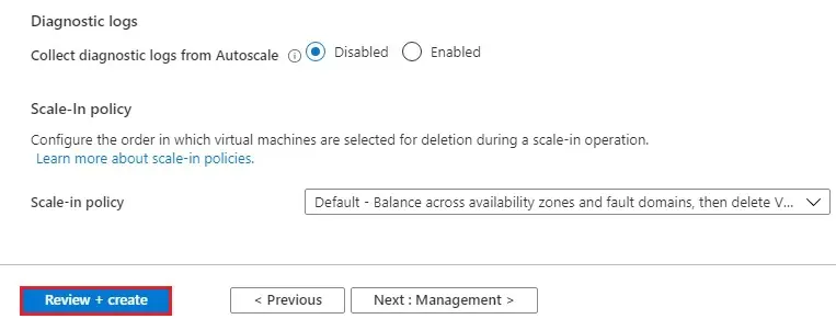 azure scale-out policy