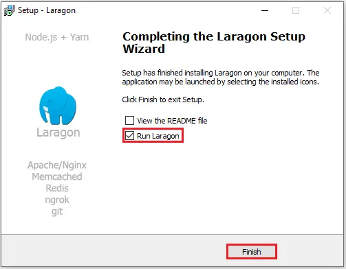 completing the laragon setup