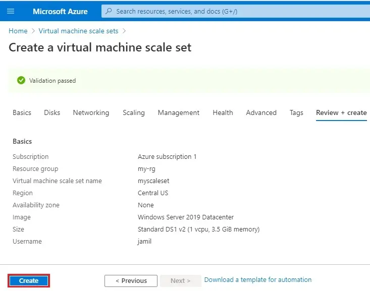 create a virtual machine scale sets