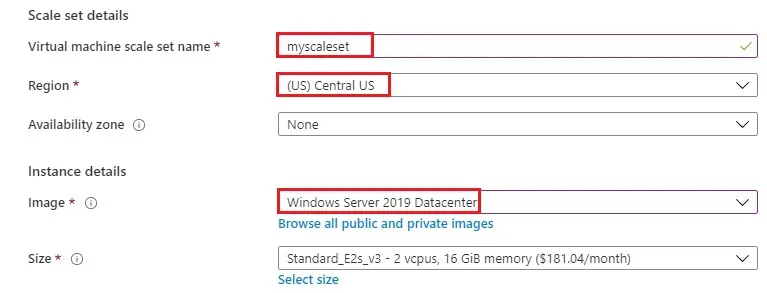 create a virtual machine scale sets basic