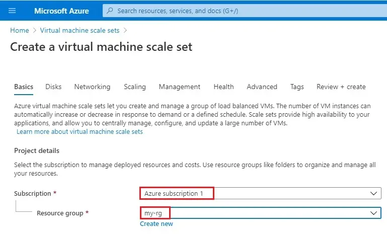 create a virtual machine scale sets