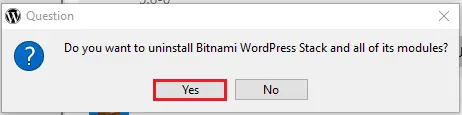 do you want to uninstall bitnami