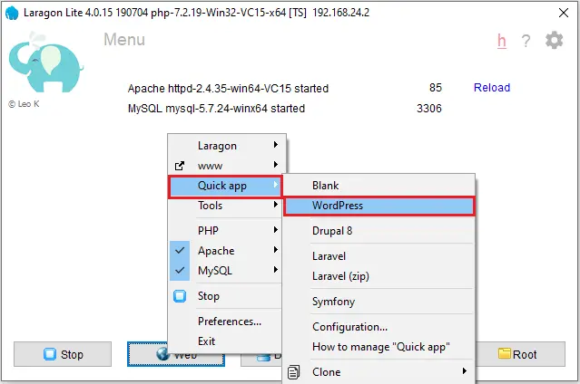 laragon quick app