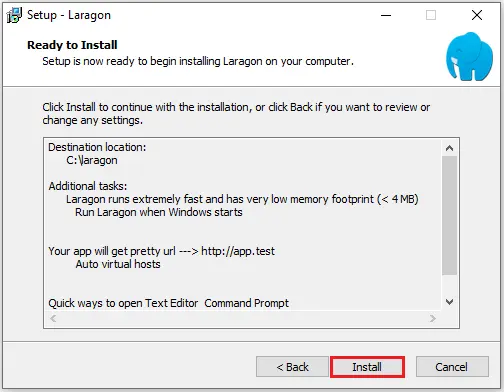 laragon setup is ready now