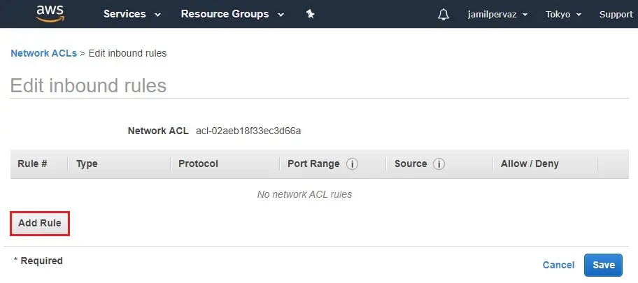 network acl add rule