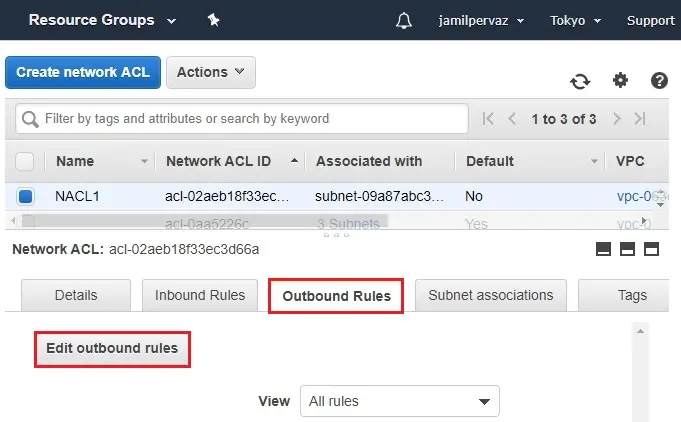 network acl edit outbound rule