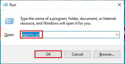 run command appwiz.cpl