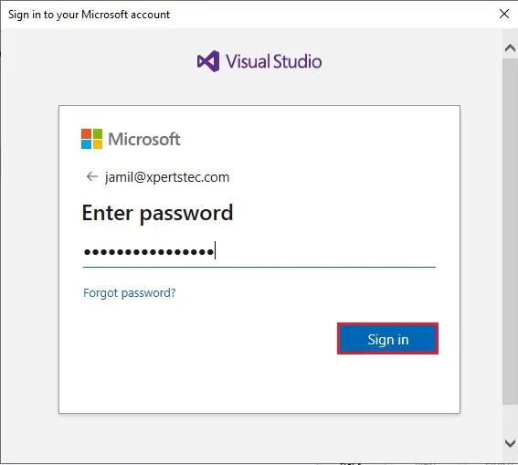 sign in to your microsoft account