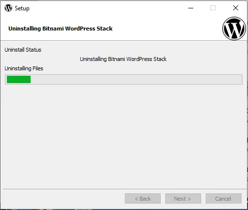 uninstalling bitnami wordpress