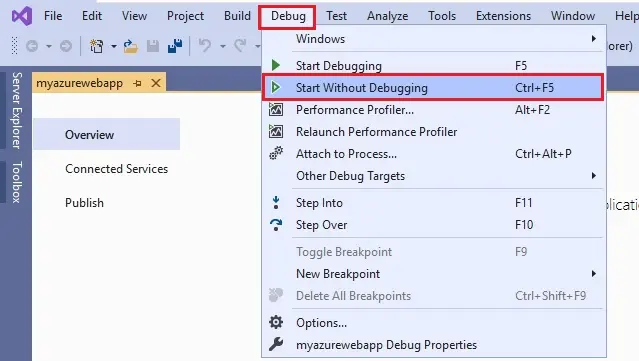 visual studio 2019 debug