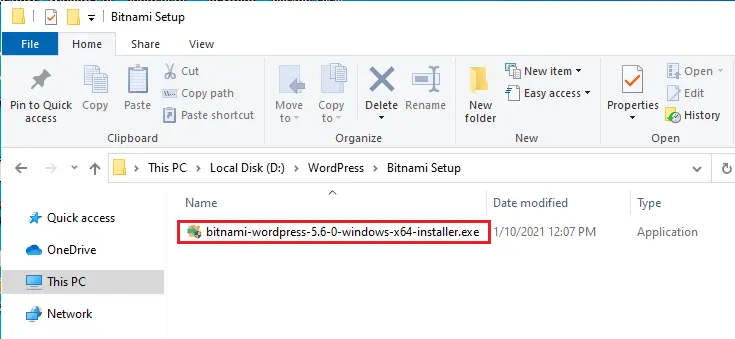 windows explorer bitnami installer