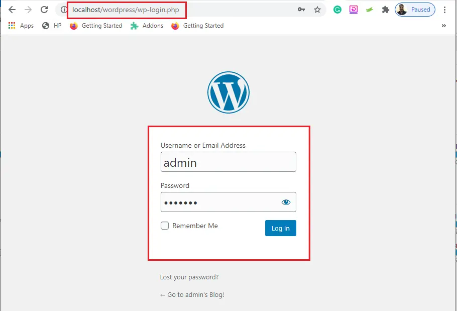 wordpress login