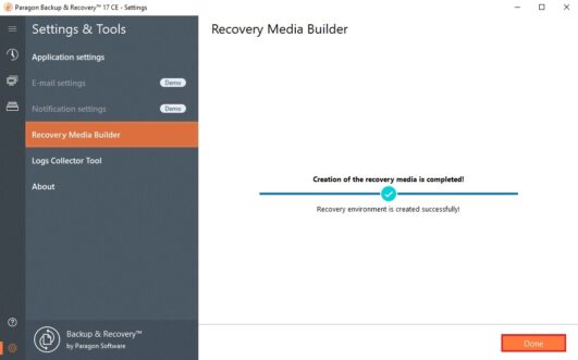 paragon recovery media builder error 63