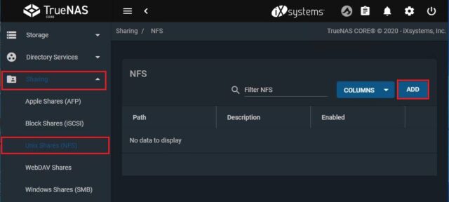 How to setup NFS share using FreeNFS