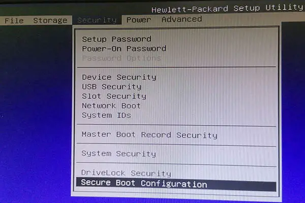 Hp desktop bios security