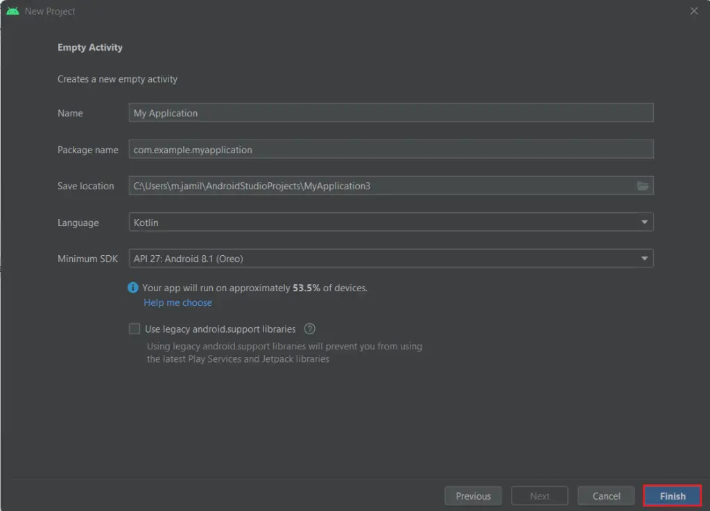 Android studio configure project