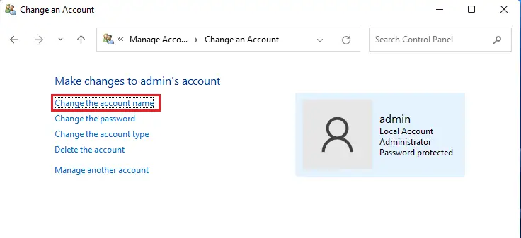 Change an account name