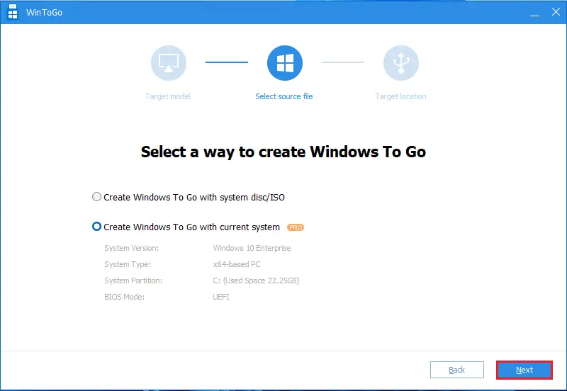 Create Windows to go current