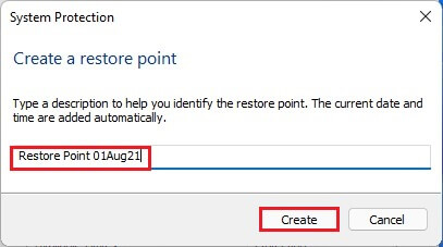 Create a restore point name