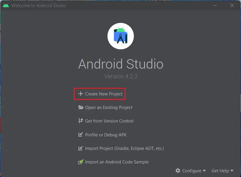 Create new project Android studio