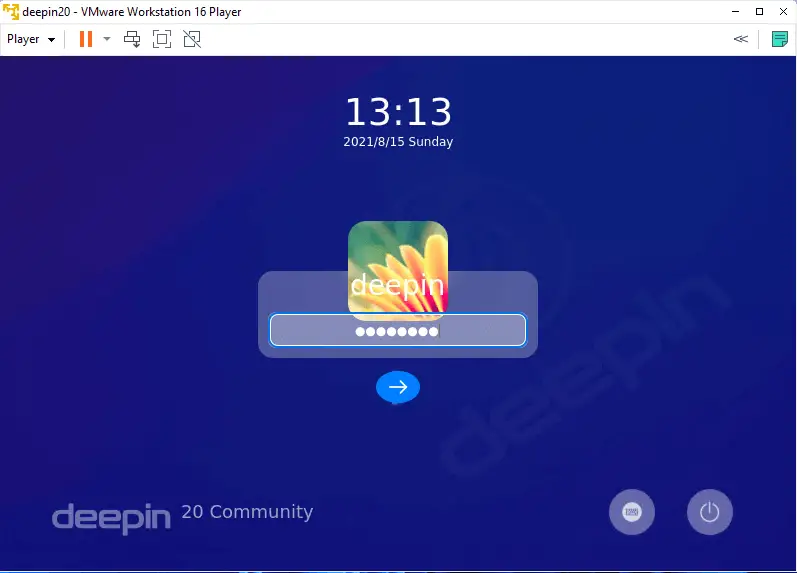 Deepin 20 community login screen