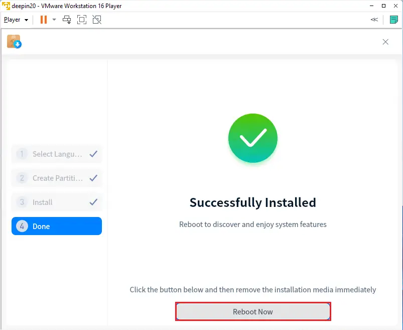 Deepin successfully installed