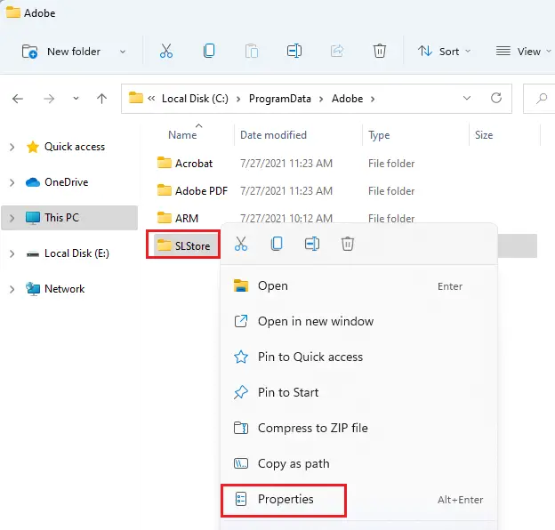 File explorer select folder properties