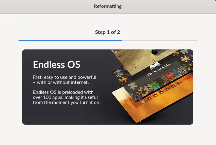 Install Endless OS reformatting