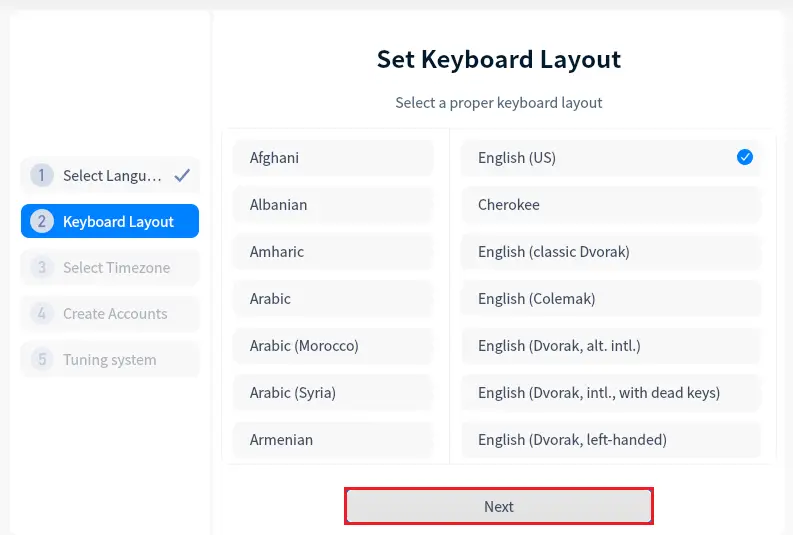 Keyboard layout Deepin OS