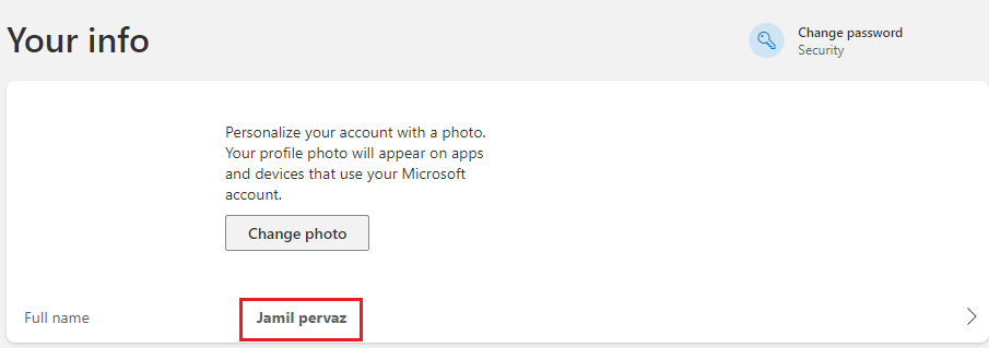 Microsoft account your account