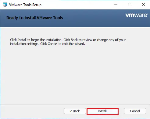 Ready to install VMware tools