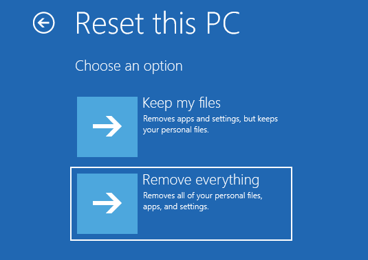 Reset this pc remove everything