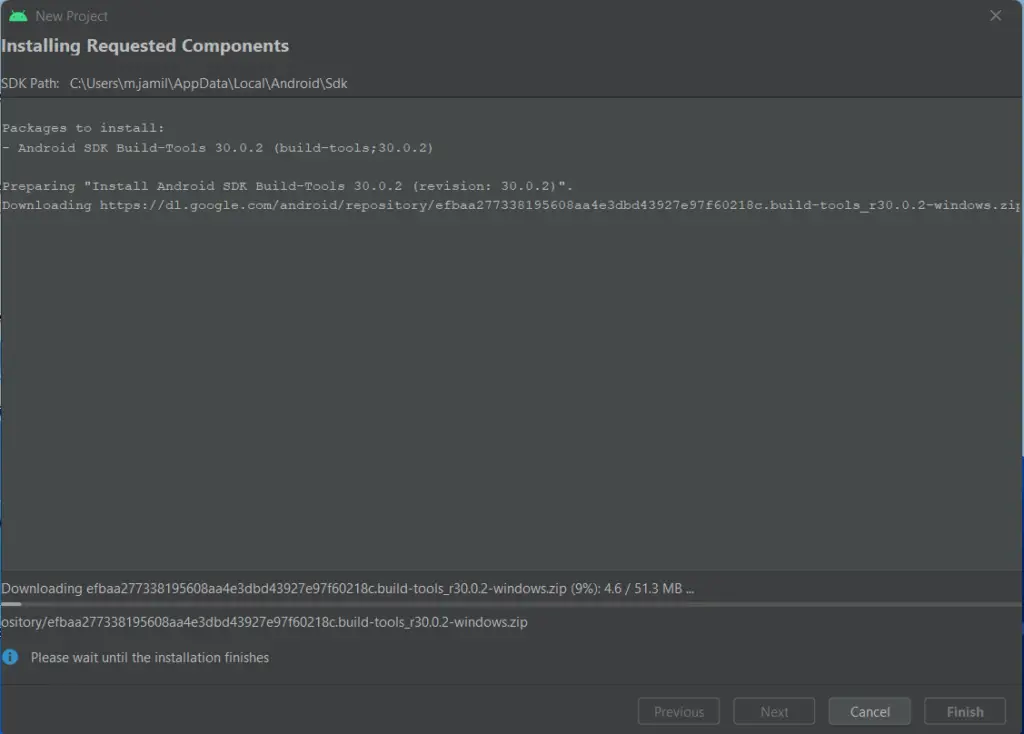 SDK downloading requested component