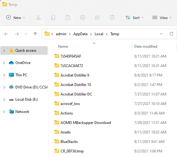 Temp folder Windows 11