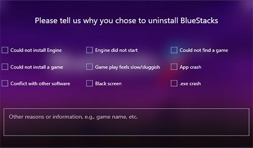 Uninstall BlueStacks Android