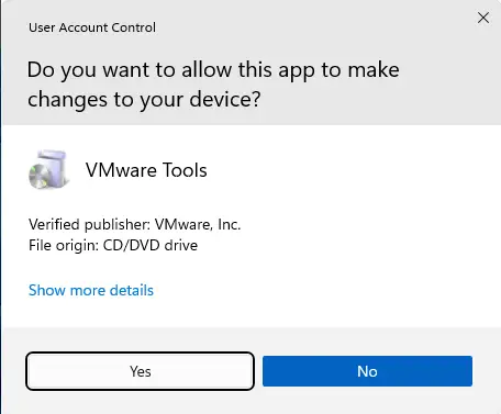 User access control VMware tools