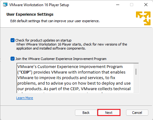 VMware Player User Experience Settings