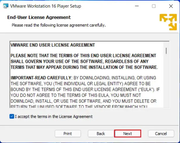 VMware end user license agreement