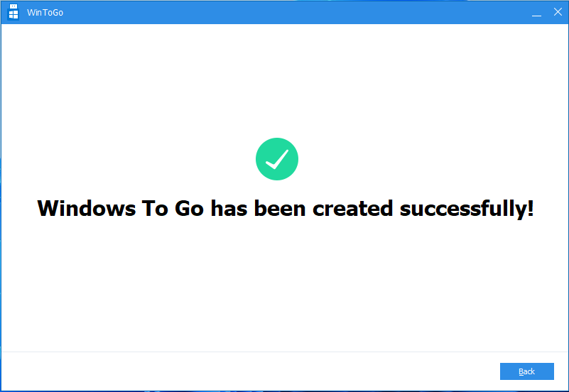 Windows To Go successfully created