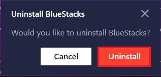 Would you like to uninstall BlueStacks