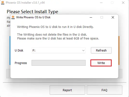 Write Phoenix OS to u-disk