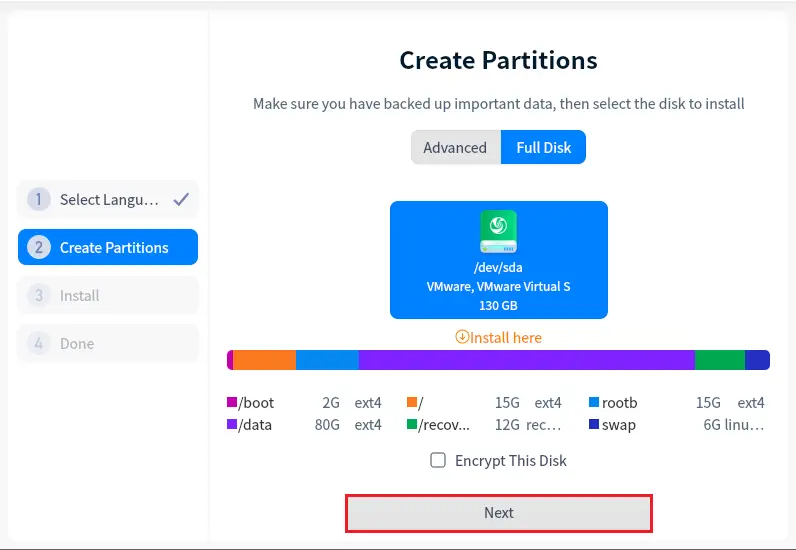 deepin Linux create partitions